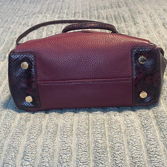 Michael Kors Riley Satchel Handbag - Maroon and Python - Picture 4 of 9